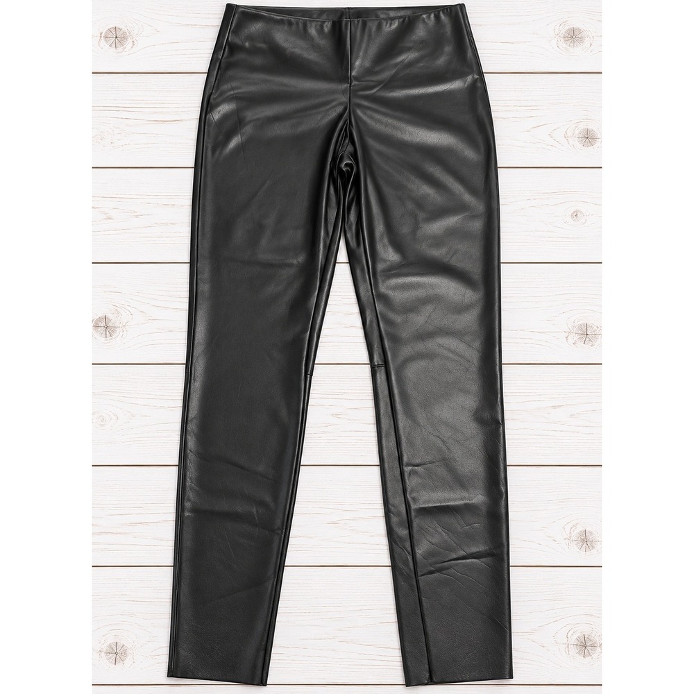 HM Vegan Faux Leather Pants Black Skinny High Waist Edgy Chic Biker  Size 16 NWT